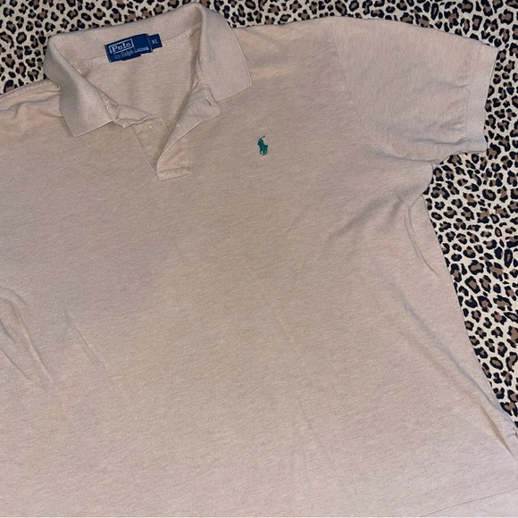 Vintage Polo Ralph Lauren XL Shirt Tan Logo Embroidered Pony Short Sleeved Top - Picture 5 of 5